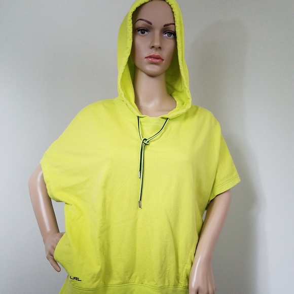 Lauren Ralph Lauren Tops - LRL yellow-green short sleeve pullover hoodie XL